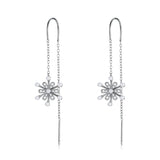 V Jewellery - S925 Sterling Silver Snowflake Chain Hook Earrings E1305 - Jewelry Noco