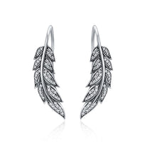 V Jewellery - S925 Sterling Silver Diamond Leaf Earrings E215 - Jewelry Noco