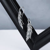 V Jewellery - S925 Sterling Silver Diamond Leaf Earrings E215 - Jewelry Noco