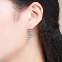 V Jewellery - S925 Sterling Silver Diamond Leaf Earrings E215 - Jewelry Noco