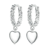 V Jewellery - S925 Sterling Silver Heart Twist White Gold Plated E715 - Jewelry Noco