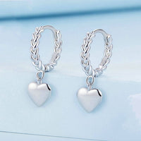 V Jewellery - S925 Sterling Silver Heart Twist White Gold Plated E715 - Jewelry Noco