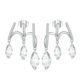 V Jewellery - S925 Sterling Silver Lobe Tassel Earrings White Gold Plated E738 - Jewelry Noco