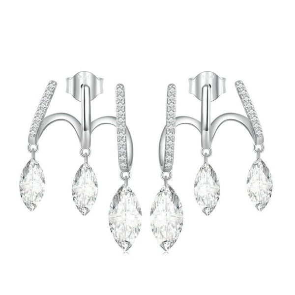 V Jewellery - S925 Sterling Silver Lobe Tassel Earrings White Gold Plated E738 - Jewelry Noco