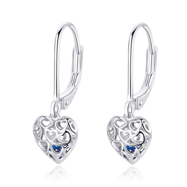 V Jewellery - S925 Sterling Silver Jewel Heart Earrings E746 - Jewelry Noco