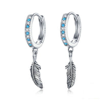 V Jewellery - S925 Sterling Silver Ring Feather Earrings E898 - Jewelry Noco