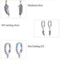 V Jewellery - S925 Sterling Silver Ring Feather Earrings E898 - Jewelry Noco
