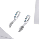 V Jewellery - S925 Sterling Silver Ring Feather Earrings E898 - Jewelry Noco
