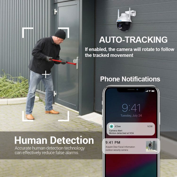 ESCAM QF300 WiFi 3MP FHD+ Indoor/Outdoor Security Camera App Control AI