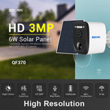 ESCAM QF370 WiFi 3MP Solar Powered Battery Outdoor Security Camera App Control, - security ESCam