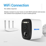 ESCAM QF370 WiFi 3MP Solar Powered Battery Outdoor Security Camera App Control, - security ESCam