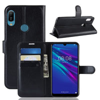 Huawei Y6 2019 - Phone Wallet with Flip Front Card Slots Leather Texture - Black - Cover Noco