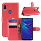 Huawei Y6 2019 - Phone Wallet with Flip Front Card Slots Leather Texture - Red - Cover Noco