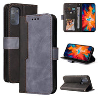 Phone Wallet with Flip Front Card Slots Two Tone Colours - For MOTOROLA MOTO G50 4G Phone - Black and Grey - acc Noco