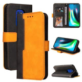 Phone Wallet with Flip Front Card Slots Two Tone Colours - For MOTOROLA MOTO G9 PLAY Phone - Black and Orange - acc Noco
