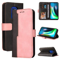 Phone Wallet with Flip Front Card Slots Two Tone Colours - For MOTOROLA MOTO G9 PLAY Phone - Black and Pink - acc Noco