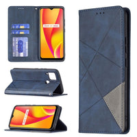 Realme C15/C12/C25 - Rhombus Phone Wallet with Flip Front Card Slots - Blue - Cover Noco