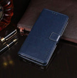 Faux Leather Texture Flip Phone Cover/Wallet - For Doogee N20 Phone - Navy Blue - acc Noco