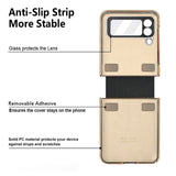 Samsung Galaxy Z Flip 4 - GKK Rigid Protective Cover Leather Texture Ring/Clip Electroplated Gold - Cover Noco