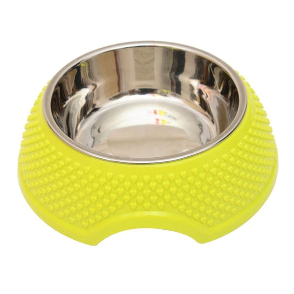 Heart Pattern Pet Bowl With Removable Stainless Steel Bowl - Yellow - Pet NOCO