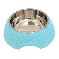 Heart Pattern Pet Bowl With Removable Stainless Steel Bowl - Blue - Pet NOCO