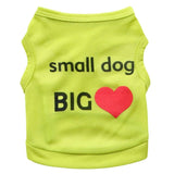 Small Dog Big Heart Printed Cotton Dog Singlet - Green - Extra Small - Pet NOCO