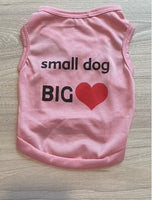 Small Dog Big Heart Printed Cotton Dog Singlet - Pink - Small - Pet NOCO