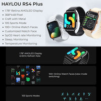 Haylou RS4 Plus Smart Watch + Fitness Tracker 1.78 368x448 AMOLED Display 230mA Battery Water Resistant - watch Xiaomi