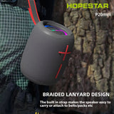 Hopestar P20 Mini Bluetooth Speaker 2400mAh Battery TWS LED Lights Water Resistant - bluetooth speaker Hopestar