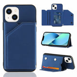 Apple iPhone 14 - Shockproof Protective Rear Case with Wallet Card Holder/Stand - Blue - Cover Noco