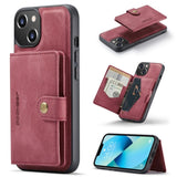 Apple iPhone 14 - Shockproof Protective JH Cover with Magnetic Detachable Wallet Self Aligning - Red - Cover Noco