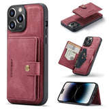 Apple iPhone 14 PRO MAX - Shockproof Protective JH Cover with Magnetic Detachable Wallet Self Aligning - Red - Cover Noco