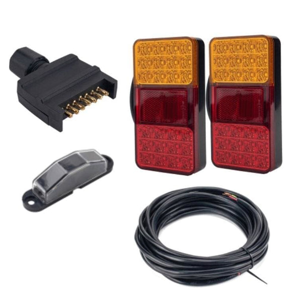LED Trailer Tail Light Kit 24 LED Bulbs High Brightness Includes cabling Plug Number Plate Light Rectangle - Automotive Noco