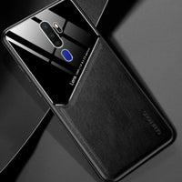 Leather and Glass Shockproof Cover - For Oppo A5 (2020) A9 (2020) A11 X - Black - Cover Noco