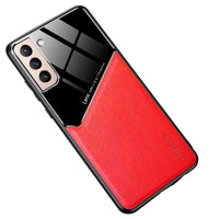 Leather and Glass Shockproof Cover - For Samsung Galaxy S21 - Red - Cover Noco