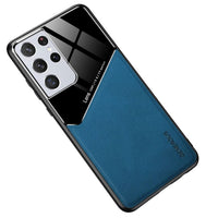 Leather and Glass Shockproof Cover - For Samsung Galaxy S21 Ultra - Blue - Cover Noco