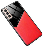 Leather and Glass Shockproof Cover - For Samsung Galaxy S22 - Red - Cover Noco
