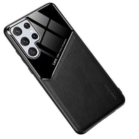 Leather and Glass Shockproof Cover - For Samsung Galaxy S22 Ultra - Black - Cover Noco