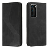 Huawei P40 PRO - Flip Front Phone Cover/Wallet with Card Slots Leather Line Texture - Black - Cover Noco