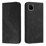 Huawei Y5P - Flip Front Phone Cover/Wallet with Card Slots Leather Line Texture - Black - Cover Noco