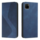 Huawei Y5P - Flip Front Phone Cover/Wallet with Card Slots Leather Line Texture - Blue - Cover Noco