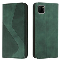 Huawei Y5P - Flip Front Phone Cover/Wallet with Card Slots Leather Line Texture - Green - Cover Noco