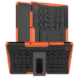 Rugged Shockproof Protective Tablet Cover Tread Pattern with Stand for LENOVO M10 HD TB-X306G Tablet - Black and Orange - acc Noco