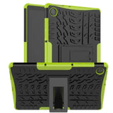 Rugged Shockproof Protective Tablet Cover Tread Pattern with Stand for LENOVO M10 HD TB-X306G Tablet - Black and Green - acc Noco