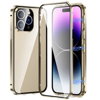 Apple iPhone 14 PRO MAX 2 Piece Magnetic Rigid Cover with Transparent Glass Back and Glass Screen Protector - Gold - Cover Noco