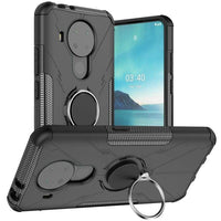 Shockproof Armor Ring Phone Cover with Metal Ring / Stand - For Nokia 3.4 / 5.4 - Black - acc Noco