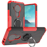 Shockproof Armor Ring Phone Cover with Metal Ring / Stand - For Nokia 3.4 / 5.4 - Black and Red - acc Noco