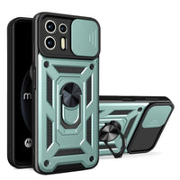 Armor Rugged Sliding Camera Cover Protective Case with Metal Ring/Stand for Motorola Moto Edge 20 Lite - Green - Cover Noco