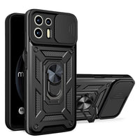 Armor Rugged Sliding Camera Cover Protective Case with Metal Ring/Stand for Motorola Moto Edge 20 Lite - Black - Cover Noco