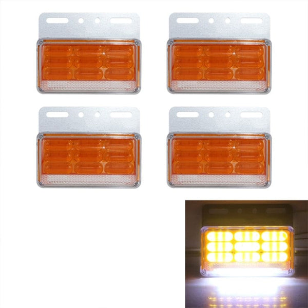 [4 PACK] LED S9001 24V Bright Marker Lights with White Down Light for Trucks and Machinery - Amber - Automotive Noco